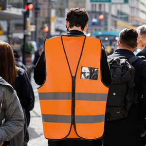 Chaleco de Seguridad Reflectante Naranja de Alta Calidad Personalizado, Clase 1 ANSI, Impermeable, de Poliéster, con Bolsillos para Trabajos de Construcción - Product Image 2