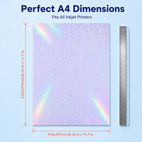 Papier autocollant en vinyle holographique transparent imperméable A4 pour impression jet d'encre et créations d'autocollants