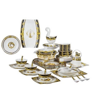 Service de vaisselle en porcelaine 60 pièces, assiettes et bols de mariage, kit de tasses, logo personnalisé, porcelaine fine, style chinois, emballage carton - Product Image 5