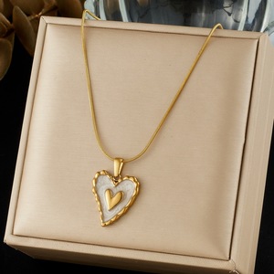 Gold Plated Heart Pendant Necklace Stainless Steel Snake Chain Minimalist Clavicle Jewelry Daily Wear Gift N4123 - Product Image 1