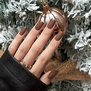 Kit de faux ongles à presser French Manucure Noël, Marque Privée, Gel Souple Marron Hiver, Haute Qualité, Fournisseurs en Gros - Product Image 1