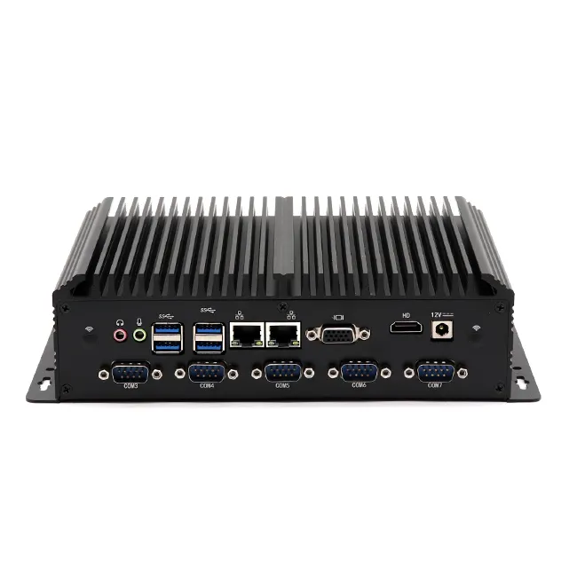 Tanpa Kipas Embedded PC Mini dengan 6 Serial RS232 RS 485 Com2 LAN Port 8550U Industrial PC