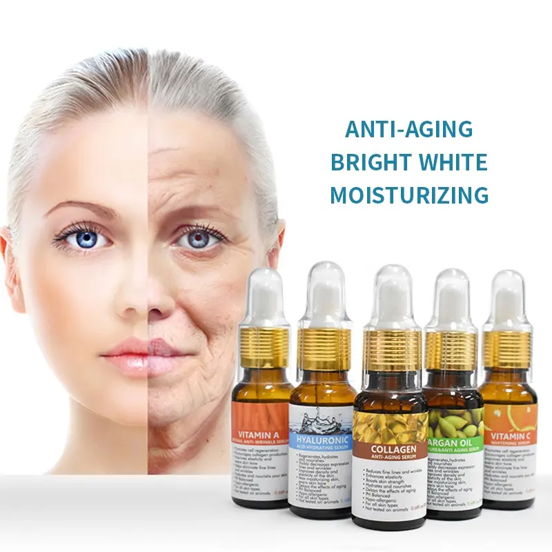 Özel etiket doğal 20% C vitamini bir Retinol kollajen Anti Aging kırışıklık beyazlatma yüz cilt bakımı VC Serum