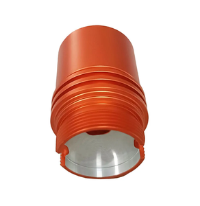 Carcasa cilíndrica roscada de aluminio anodizado naranja, mecanizada por CNC a medida, con ranura superior tubular para piezas de equipos de motocicleta - Product Image 6