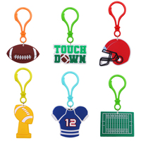 Nouveau porte-clés mousqueton en caoutchouc sur le thème du rugby, personnalisable/échantillons, divers, étanche, imprimé UV, dessin animé, léger, personnalisable