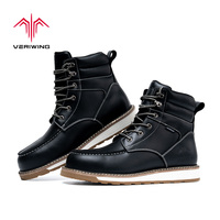 Chaussures de sécurité d'usine, bottes de travail en cuir de haute qualité, embout en acier, anti-écrasement et anti-perforation pour hommes