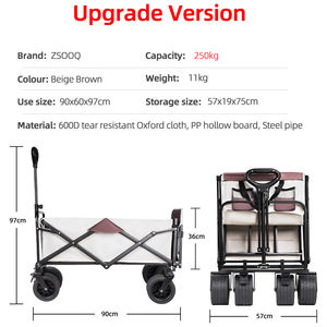 कस्टम आउटडोर शिविर बहुउद्देशीय टिकाऊ समुद्र तट ट्रॉली गाड़ी ढहने योग्य पोर्टेबल 4 पहियों वैगन - Product Image 4