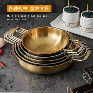Korean Style Ramen <b>Pot</b> Gold 2.1L-4L <b>Large</b> Capacity Double Handle Soup <b>Pot</b> For Instant Noodles - Product Image 3