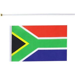 Polyester South Africa 14*21 cm Hand Held Waved <b>Flag</b> of South African Small PVC Stick for Campaign Election Decorations - Product Image 3
