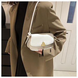 <b>Hot</b> Selling Women's Bag With Lock PU Leather Shoulder Bag Solid Colour Fashion <b>Handbag</b> for Women.Z0235 - Product Image 5