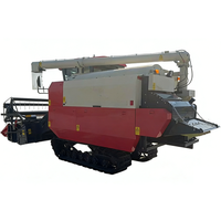 Moissonneuse-batteuse agricole automatique sur chenilles en caoutchouc pour céréales et riz, avec moteur et boîte de vitesses, en stock