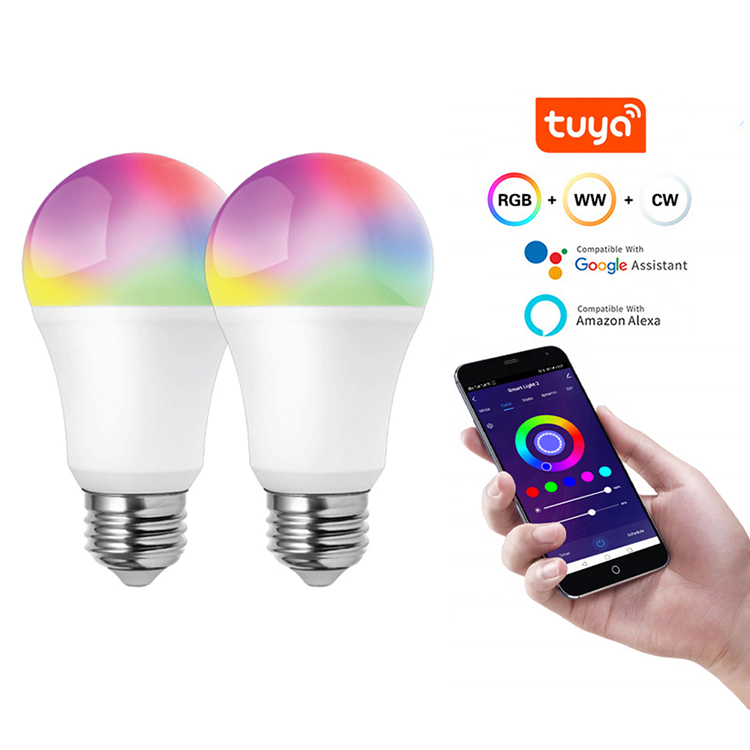 A19 A60 Wi-Fi Tuya Smart LED Light Bulb for E27 B22 bayonet 7w 8w 9w 10w watt lamp with multi colorful rgb 16 million color