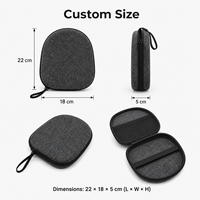 Étui personnalisé en feutre pour casque audio avec poche zippée en maille, sangle élastique et rangement portable pour accessoires de casque