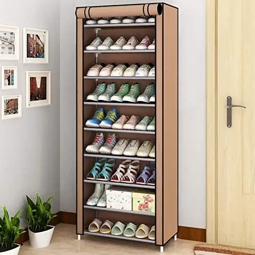 10-Tiers Shoe Organizer Shoe Rack Shoe Tower Shelves With Cover