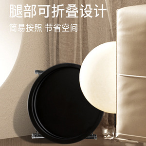 Modern Minimalist Round Coffee Table Metal Top Black Portable Living Room Side Table - Product Image 4