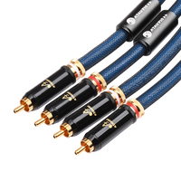 Câble audio double RCA Hi-Fi avec conducteur en argent OCC plaqué or et connecteur mâle RCA auto-verrouillant pour enceintes d'ordinateur