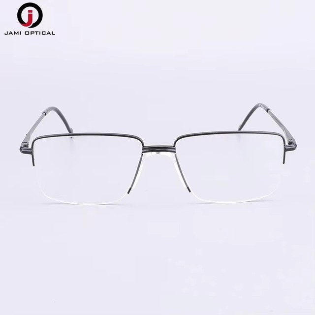 Wholesale Metal Glasses Frames Flexible Spring Hinge Custom Logo Half Frames Men Optical Frames