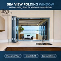 Ventana Plegable de Aluminio con Doble Vidrio Templado Low-E para Cocina, Barra, Exterior de Villa, Ventana Abatible para Casa