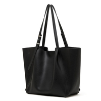 Sac fourre-tout surdimensionné en cuir véritable avec pochette intérieure amovible, sac à main à bandoulière grande capacité pour le travail quotidien et les voyages