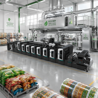 Imprimante flexographique pour film plastique pour la production automatique d'étiquettes thermorétractables en PET pour bouteilles de vin et de boissons