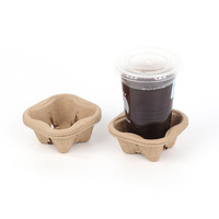 Support jetable en pulpe pour gobelet à café, porte-gobelet individuel en papier moulé compostable pour boissons à emporter