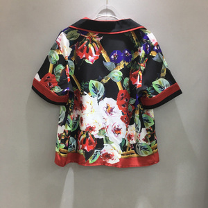 Women Premium Designer Floral Blouse Tie Waist Shirt Elegant Summer Top Lightweight - Product Image 6