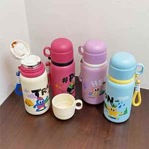 Cartoon Stainless Steel Vacuum <b>Flask</b> With Rope For Travel Camping 12-24 Hours Insulation Round Design - Product Image 2