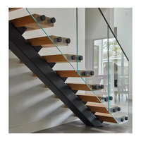 Sous-sol Escalier flottant en bois intérieur Echelle pliante en bois Escalier flottant blanc