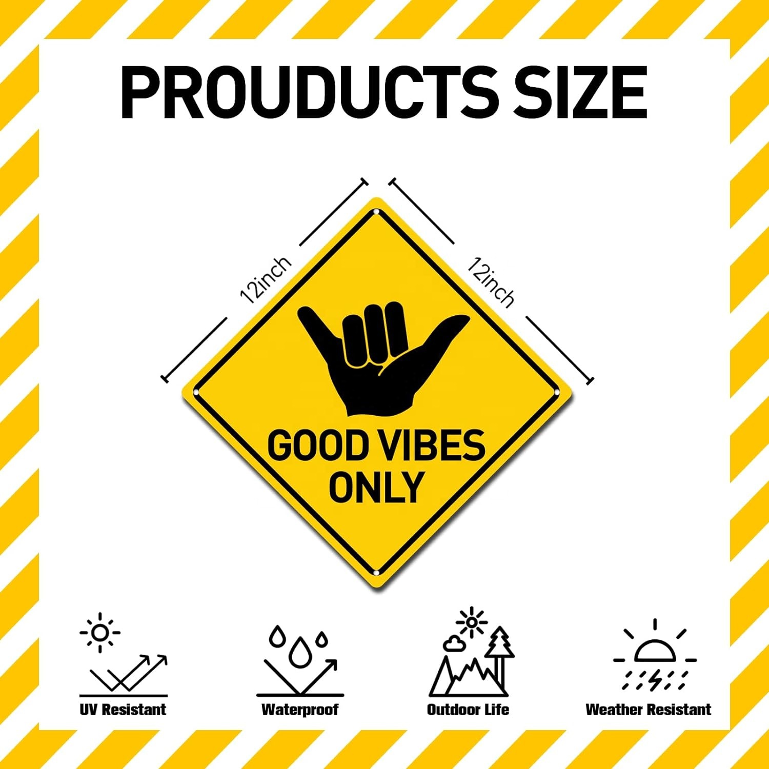 Good Vibes Only cartello decorativo per porta d'ingresso, in legno