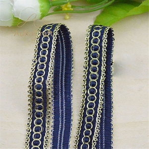 Pita renda jalinan berkualitas tinggi, lebar 1,4 cm, aksesoris jahit murah pabrik, desainer DIY, pita emas yang indah - Product Image 3