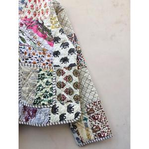 Abrigo de invierno elegante para mujer, Chaqueta corta de tela TNT bordada Suzani desmontable con relleno de algodón estampado acolchado sólido - Product Image 4