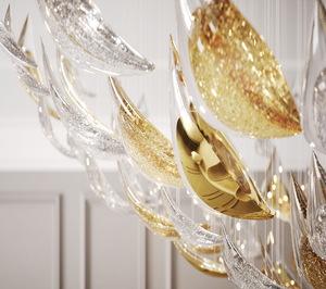 Nuevo estilo personalizado Hotel Lobby Crystal Chandelier moderno de lujo decorativo gran hoja de vidrio LED luz colgante - Product Image 6