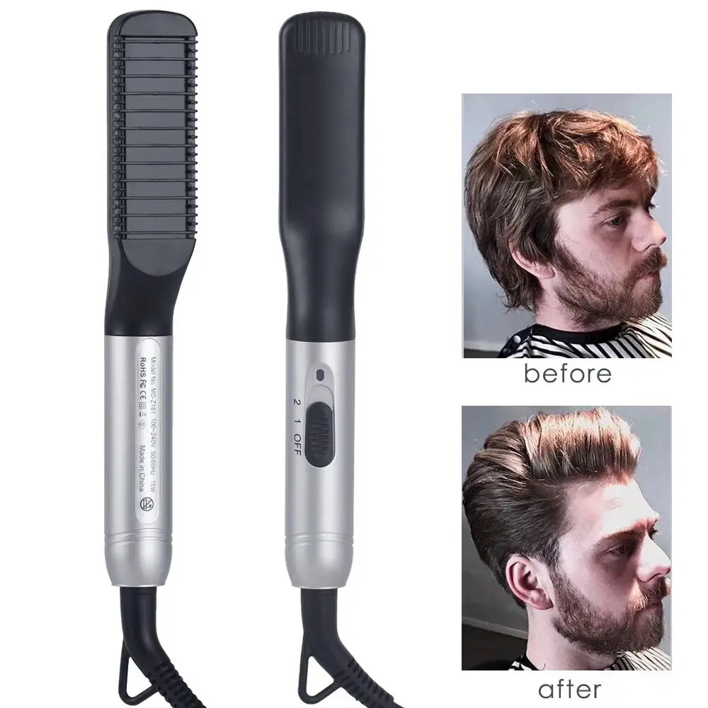 Nieuwe Collectie Trending Baard Rechttrekken Kam Elektrische Stijltang Voor Mannen Professionele Haar Tool Flat Iron