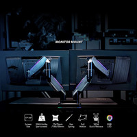 Supports de moniteur double à ressort à gaz réglable robuste RGB et à œillet, bras de support pour écran de 17 à 35 pouces pour montage sur bureau