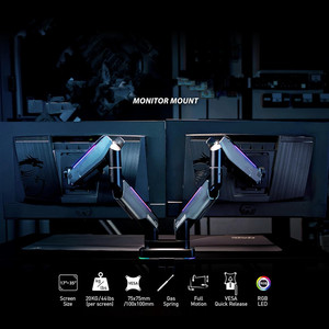 RGB Nhiệm Vụ Nặng Nề Có Thể Điều Chỉnh Khí Mùa Xuân Kẹp Và <span class=keywords><strong>Grommet</strong></span> Đôi Kép Màn Hình Đứng 17-35Inch Hỗ Trợ Cánh Tay Cho Bàn Gắn Kết - Product Image 2