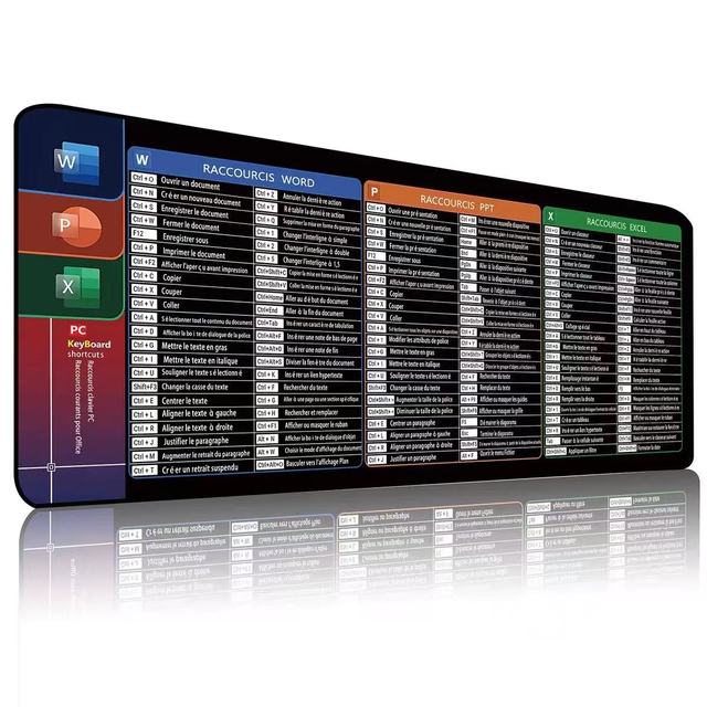 Hot Selling Excel Shortcut Key Customized MousePad XXL Large Sized Shortcut Key Rubber Table Pad Home Office Game Mouse PadStock