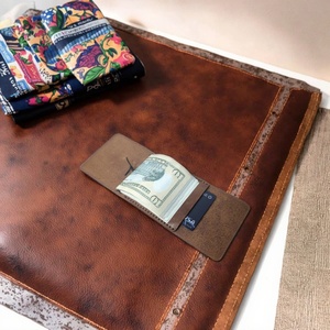 Portefeuille en cuir de vachette vintage, anti-vol, blocage RFID, design simple et élégant, portable, unisexe, porte-cartes de crédit et d'identité de 7 pouces - Product Image 5
