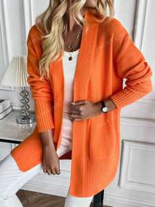 Herbst Und Winter Mode Lassige Einfarbige Damen Loose Mid-Long Pullover - Product Image 6