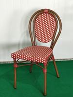 Chaise de café d'extérieur de qualité commerciale avec structure en aluminium et rotin PE, design bistrot français, légère et durable