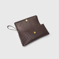 Tas Selempang Wanita Kulit PU Mewah Model Terbaru Bergaris Kancing, Tas Bahu Tunggal, Tas Tangan Anyaman Trendi nan Elegan