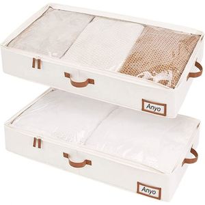 Under Bed Storage <b>Bins</b> Ultra Thick Fabric Closet Organizer With Handles <b>Label</b> Holder Transparent Window for Clothes Blankets - Product Image 3