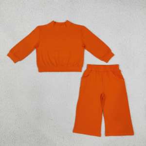 Conjunto de 2 Piezas para Niñas RTS, Sudadera de Manga Larga y Pantalones Anchos, Chándal Informal Sólido - Product Image 2
