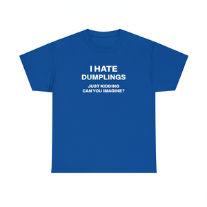 T-shirt divertente e sarcastica 'Odio i Ravioli', Maglietta con meme sul cibo asiatico, Maglietta con dichiarazione ironica e particolarmente specifica - Product Image 1