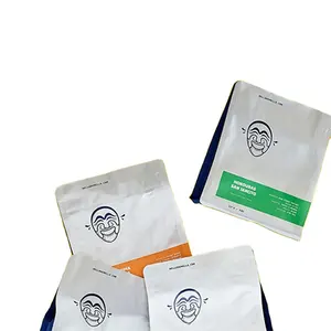 Sacos de café personalizados de alumínio, saco de embalagem impermeável de alumínio com zíper para grãos de café