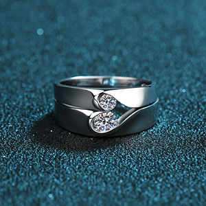 Nuevo Anillo <span class=keywords><strong>de</strong></span> Pareja Deyi S925 <span class=keywords><strong>de</strong></span> Plata <span class=keywords><strong>de</strong></span> Ley con Moissanita, Estilo Chino, Forma <span class=keywords><strong>de</strong></span> Corazón, Regalo <span class=keywords><strong>de</strong></span> San Valentín 'Amor en <span class=keywords><strong>Mi</strong></span> Corazón' - Product Image 2
