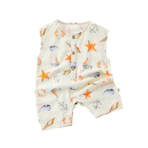 Ins abbigliamento Casual <span class=keywords><strong>neonato</strong></span> uomo e donna tutine estive in puro cotone senza maniche e gilet - Product Image 2