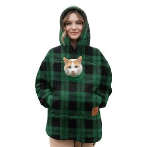 Sweat-shirt à capuche unisexe en polaire chaude, ample et décontracté, pour l'hiver et l'automne, avec poche de transport pour animaux (humains, chiens, chats) - Product Image 6