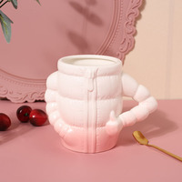 Tasse en céramique 400ML avec poignée de bras doudoune tasse de petit déjeuner en porcelaine pour café thé lait bière-tasse à eau durable