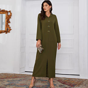 Abaya de Dubai de alta calidad y lujo con cristales de Swarovski en la parte delantera, de color puro, de suave tela de poliéste - Product Image 2