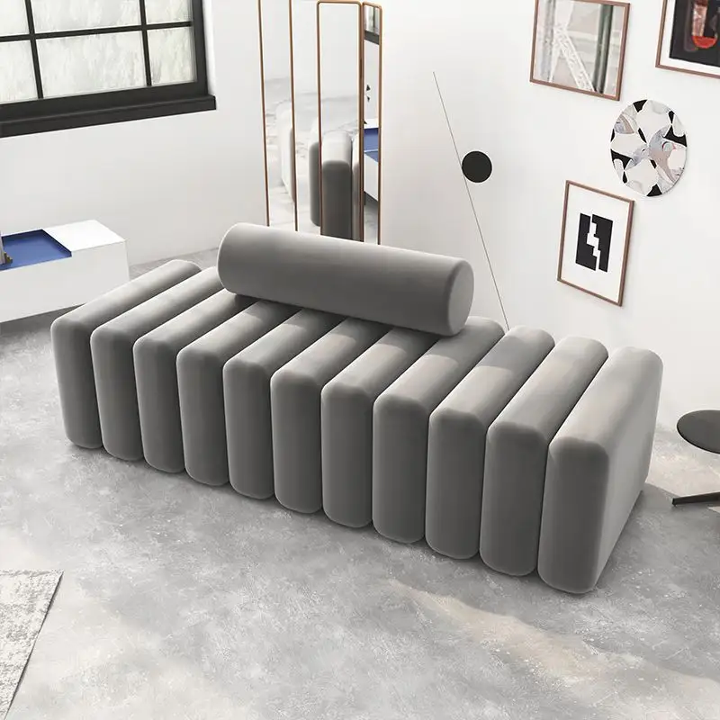 Nordic Style Simple Velvet Couch Creative Soft Sofa For Office Leisure Salon Reception Long Sofa Shoe Bench